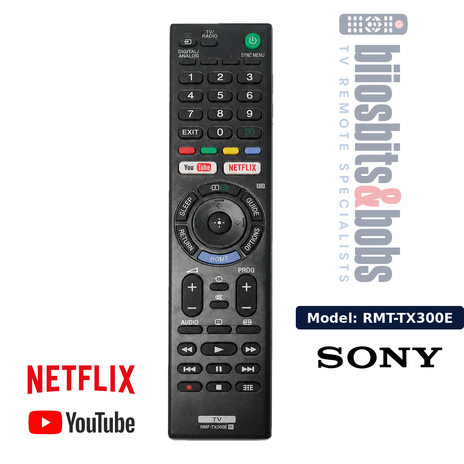 Sony RMT-TX300E Replacement Remote Control Bravia 4K HDR Netflix YouTube